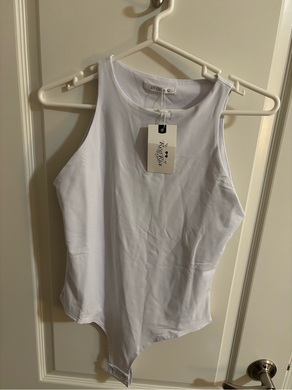ReoRia White Sleeveless High-Neck Bodysuit